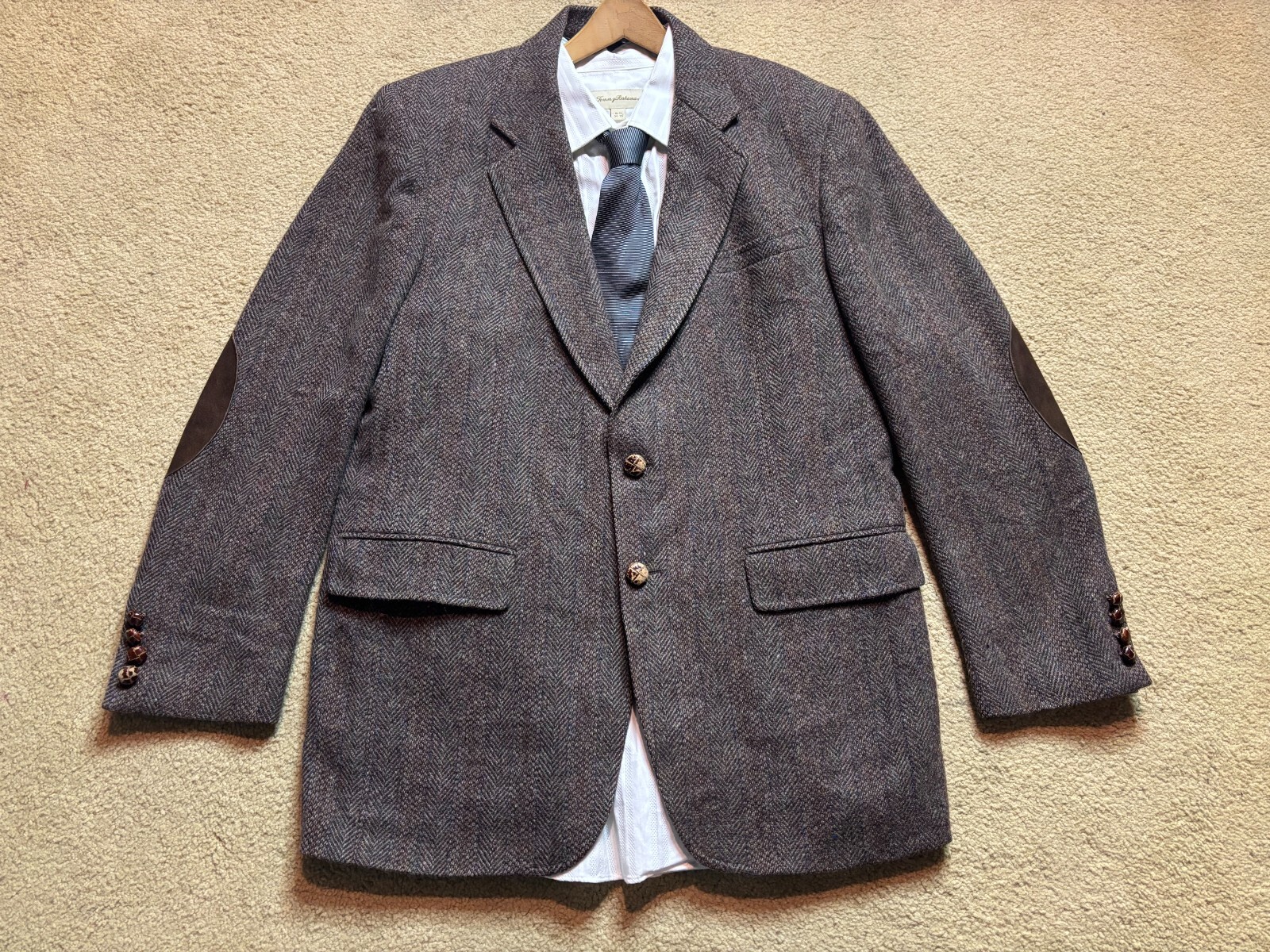 American Craftsman USA Tweed Wool Elbow Patch Blazer Sport Coat Suit Jacket 42R