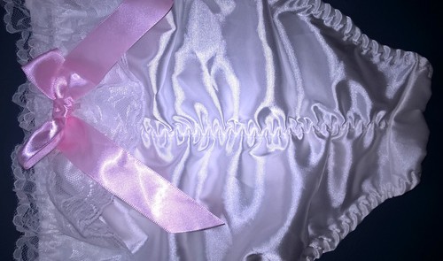 Sexy White Satin Scrunch Bum Women's Panties Knickers Sissy TV CD 34" - 38" + - Picture 10 of 14