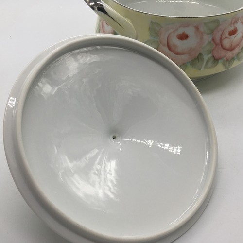 Celebrity Fine China Lidded Serving Bowl w/ Handles. Pink Floral. Silver Edged. - Picture 4 of 14
