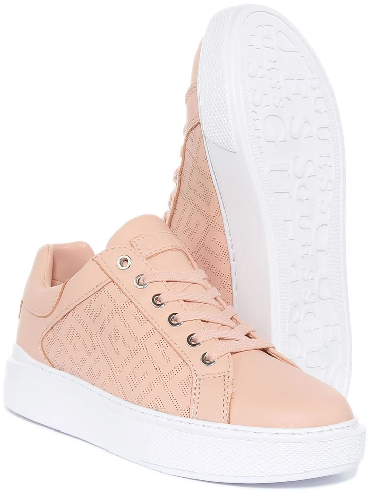 GUESS Ivee Cuero Genuino Mujer Zapatillas Rosa UK 3-8 - Imagen 4 de 4