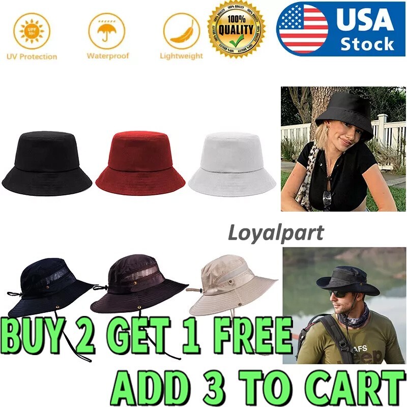 Bucket Hat Cap Cotton Fishing Boonie Brim visor Sun Safari Summer Men Camping-image
