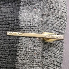 Vintage Foster Made in USA Tie Clasp Clip Narrow 1.5" Mid Century Gold Tone