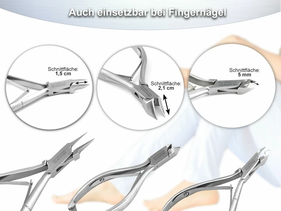 Fußpflege Instrumente 3 Nagelzangen + GRATIS ECKENHEBER Pediküre-Set Edelstahl - Bild 3 von 4