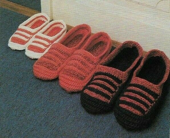 Slippers For The Family 3 Sizes Women's Digest Size Crochet Pattern Instructions-image