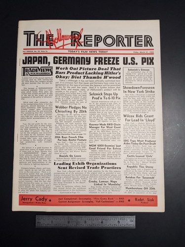 Hollywood Reporter 3 31 1939 Japan Germany Tail Spin Shirley Temple Sonja Henie - Picture 2 of 6