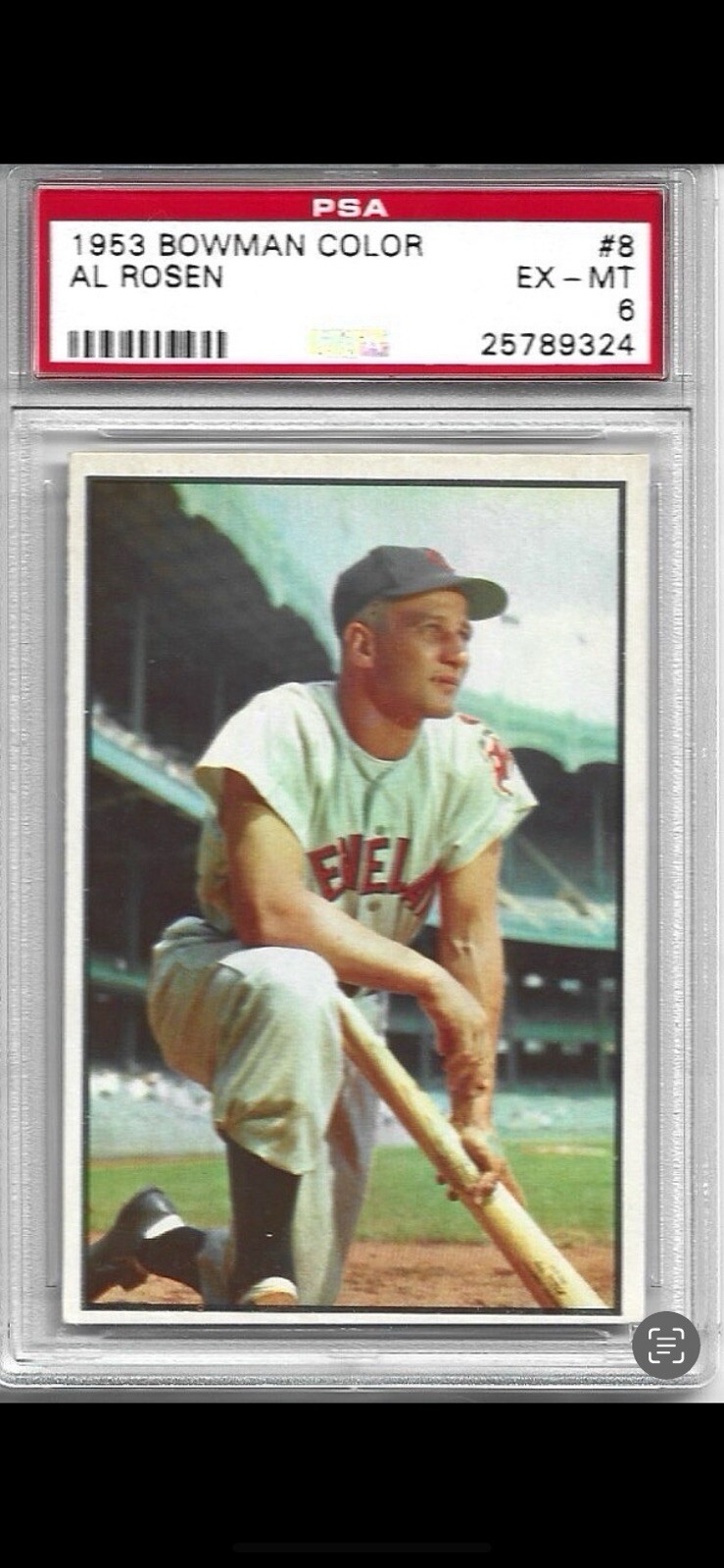 1953 BOWMAN COLOR #8 AL ROSEN CLEVELAND INDIANS PSA 6 EX/MT