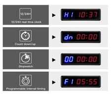 LED Interval Timer Count Down/Up Clock Stopwatch with Remote, Blue  Red LED