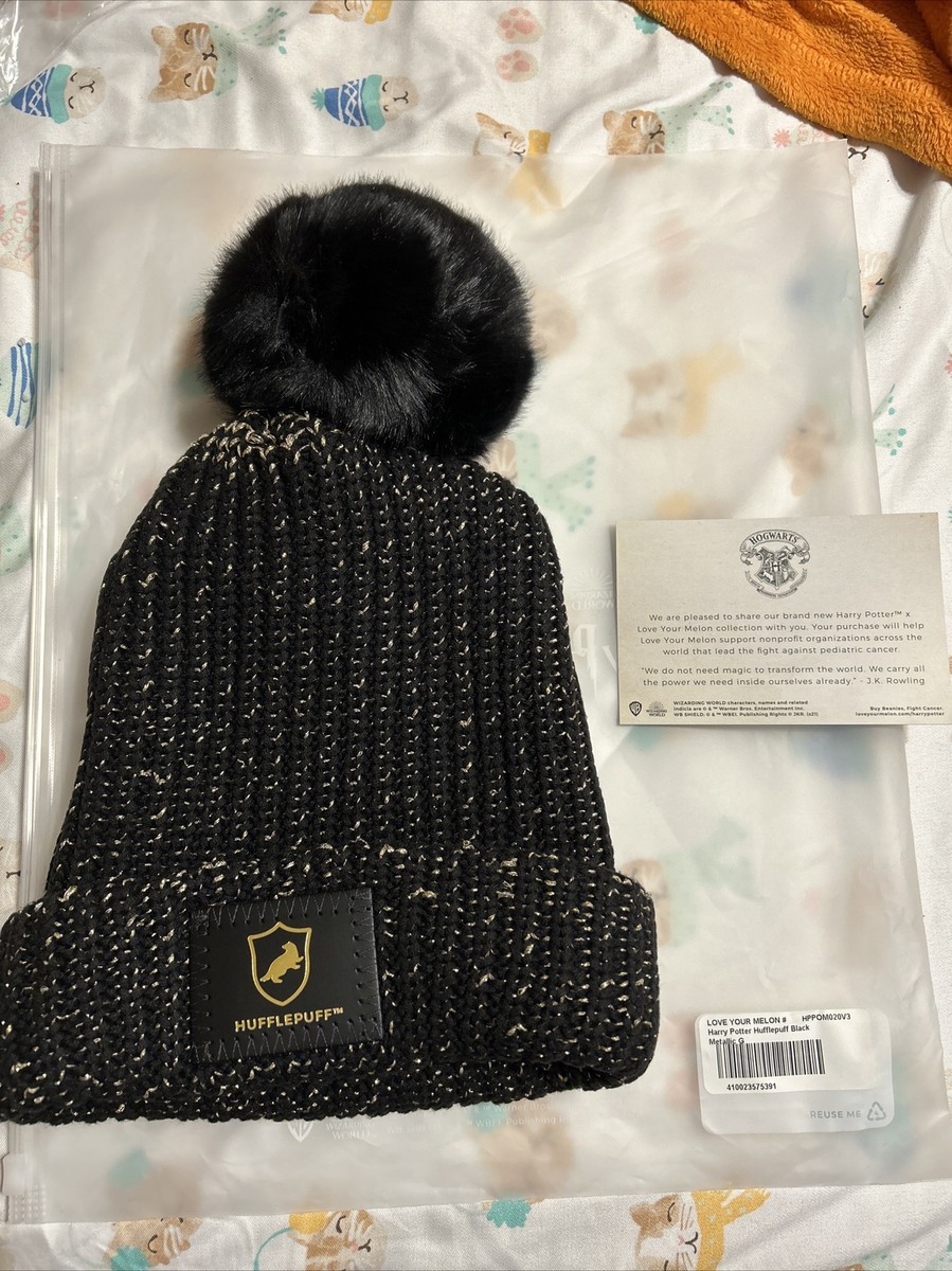Love Your Melon Harry Potter Snitch Black Metallic Gold Pom Beanie Melon Accessories Save The Melon Beanie Love Your Melon  main image 2