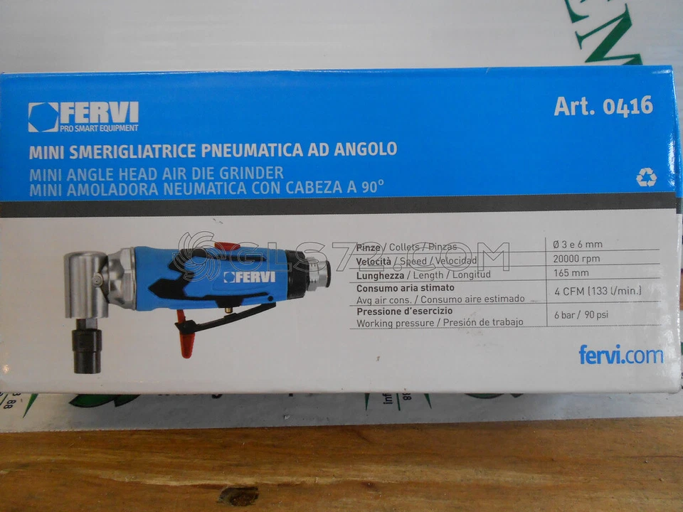 MELEUSE PNEUMATIQUE DROITE ET D'ANGLE 1/4" A AIR COMPRIME FERVI 0416 - Photo 2/4