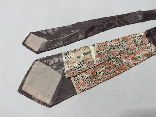 1940s Mens Pink & Purple Silk Necktie Tie Vintage Retro Art Deco WWII Rockabilly - Picture 5 of 6