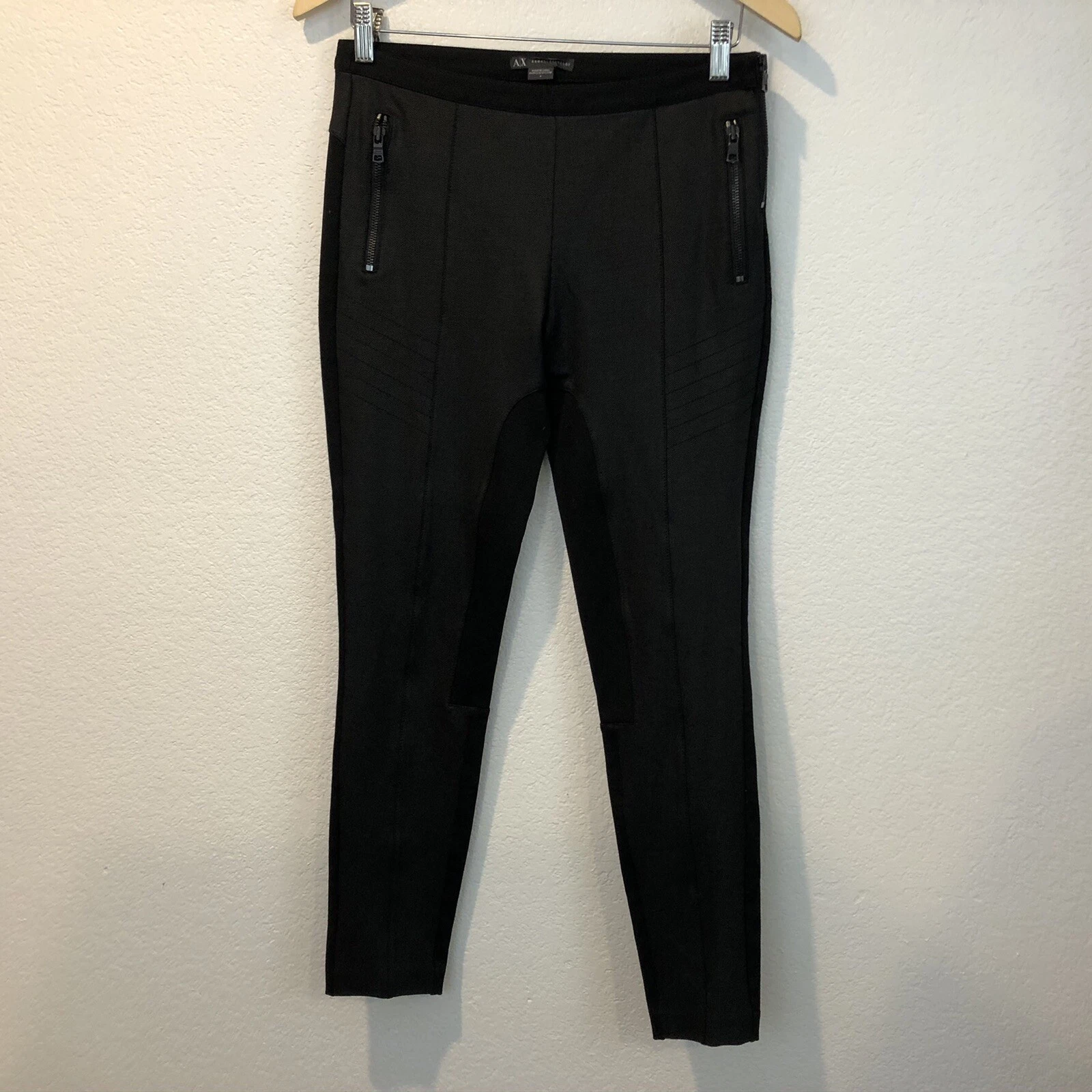 Armani Exchange 4 Black Moto Ponte Pull On Pants