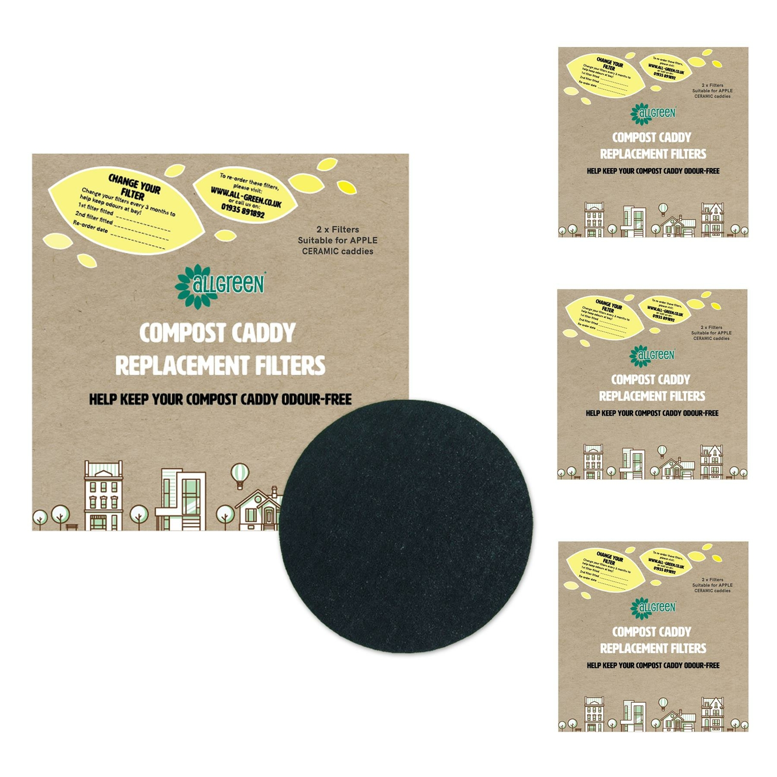 Compost Caddy Spare Filters-For Apple Ceramic Caddies (Pack of 8)