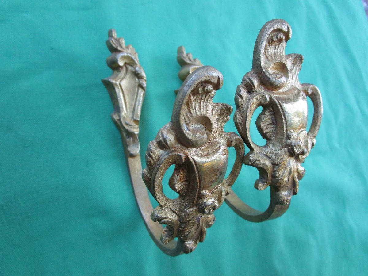 2 embrasses rideaux anciennes décoration gland laiton doré