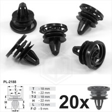 20x Front Rear Panel & Door Card Plastic Trim Clips Fasteners for VW Seat Skoda