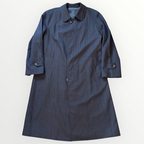 Christian Dior Monsieur Trench Coat Mens 42R Blue Lined Long Pockets Wool Blend