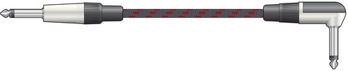 Classic Braided Right Angled Guitar Lead Black/Red 6.0m - Picture 2 of 2