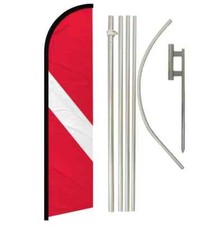 Diver Windless Full Curve Advertising Diving Banner Flag  Pole Kit