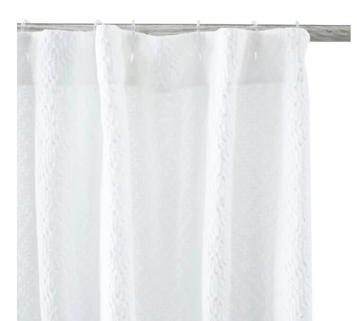Haven 54" X 80" Diamond Pattern Shower Curtain White Soft Texture 100% Cotton - Picture 2 of 5
