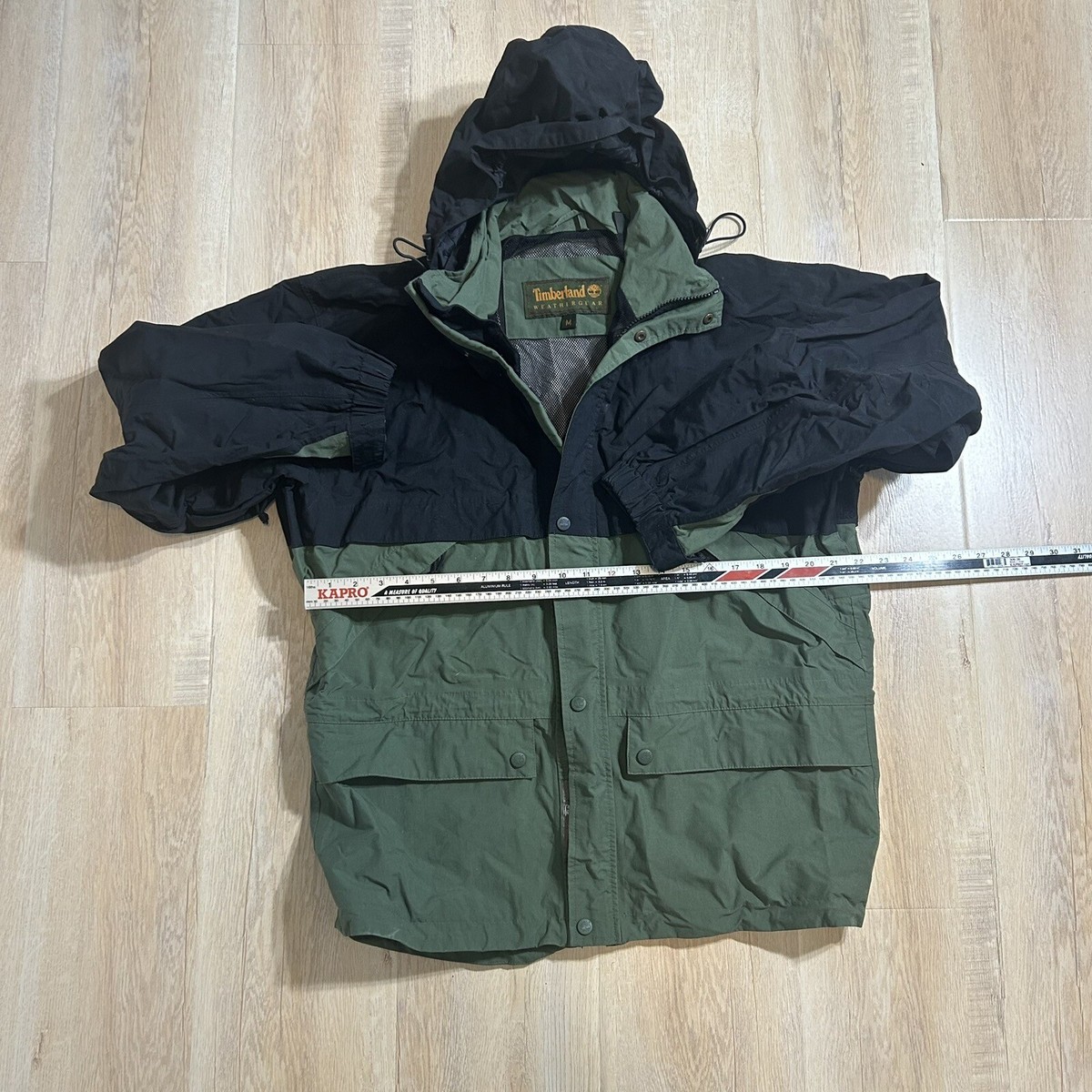 Timberland Weather Gear Men's Black & Green 100% Nylon Jacket Size