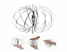 3D MAGIC Flow RING TOYS FUNNY KINETIC SPRING ARM SLINKY JUGGLE RAINBOW BUBBLE