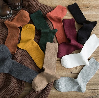 white christmas dresses GoWith 97% Cotton Socks for Men and Women | Undyed Comfy Crew Socks | 4 Pairs main image 0