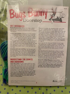 1997 Leisure Arts Looney Tunes Bugs Bunny Doorstop Plastic Canvas Kit NIP