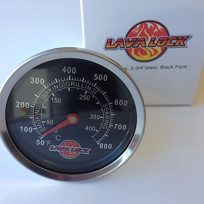 LavaLock 2-3/8'' BBQ smoker pit thermometer charcoal grill TEMP GAUGE 2-3/4 stem