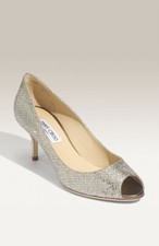 JIMMY CHOO ISABEL CHAMPAGNE GLITTER PUMPS HEEL SHOES 34/4 595