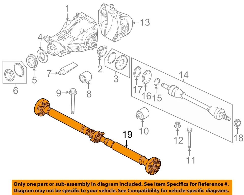 Eixo de transmissão traseiro 3.0L RWD PN 756312607f10 fabricante de equipamento original 2011 BMW 528i - Imagem 3 de 4