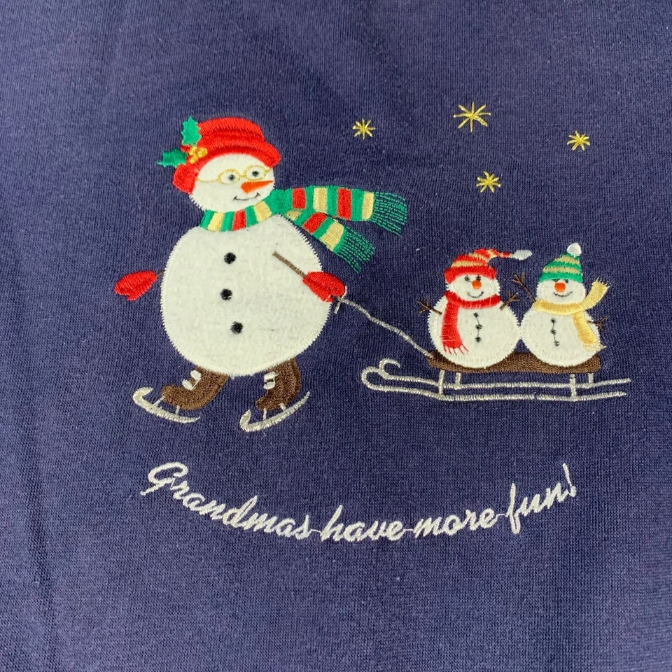 Sudadera De Colección Bold Spirit Mujer Grande Azul Muñeco de Nieve Invierno Navidad Abuela Foto 2 de 4