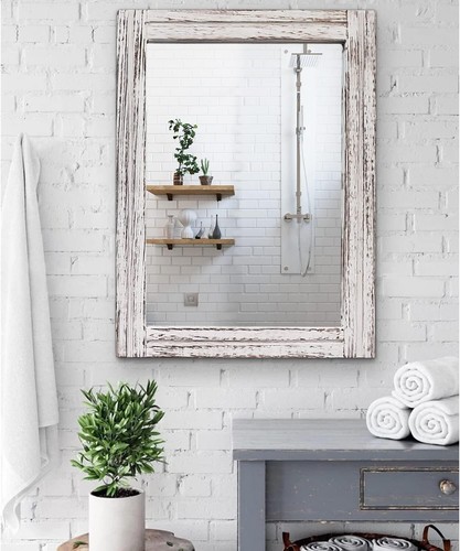 Sturdy Rustic Rectangle Wall Mirror 26"x18" - Easy Installation & Gorgeous Style - Picture 6 of 9