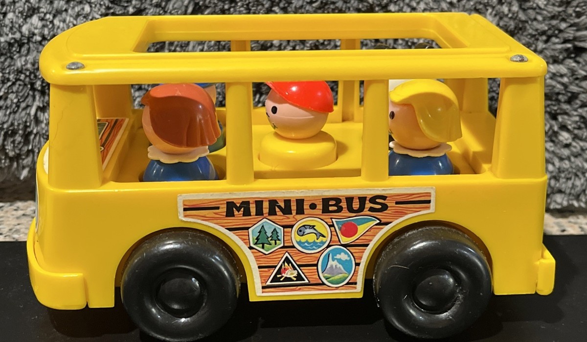 Vintage 1969 Fisher Price Little People Mini School Bus FP-141 W