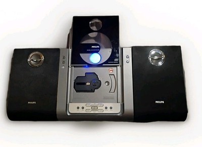 Philips MC235B/37 CD Player Micro Stereo System Detachable Speakers AM/FM Tested