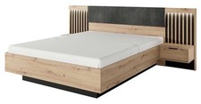 Bett Doppelbett Tally 160x200cm Artisan Eiche anthrazit mit Nachtkonsolen