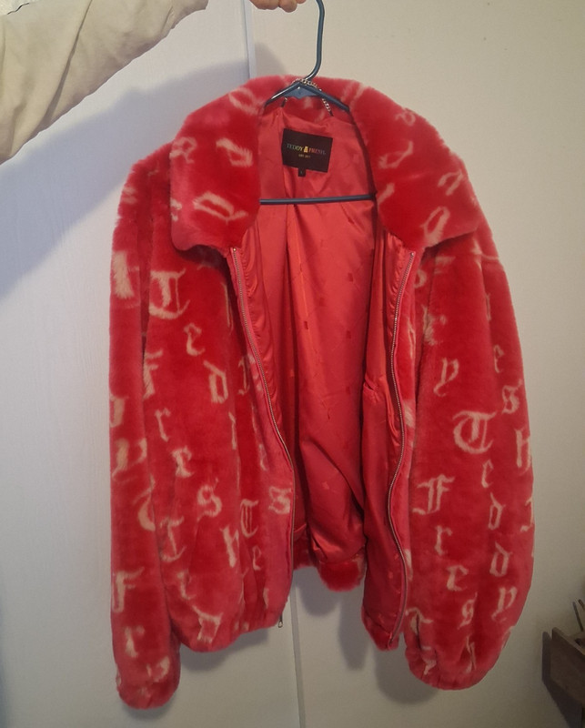 Teddy Fresh Faux Fur Pink Jacquard Jacket Size Large
