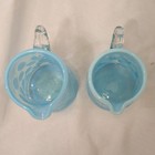 2 Fenton Blue Opalescent Glass Creamers Coin Dot Hand Blown w/ Handles — photo 3