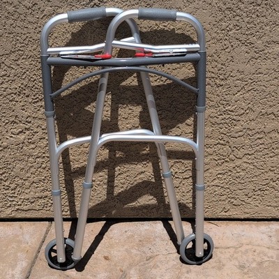 Drive Foldable Adjustable Walking Frame 2-Wheel Silver/Gray Aluminum
