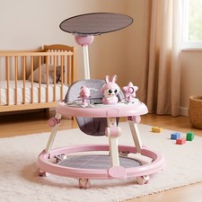 Baby Walker with Music Sunshade and Foot Mat – 6 Silent Wheel for Baby Boy Girls