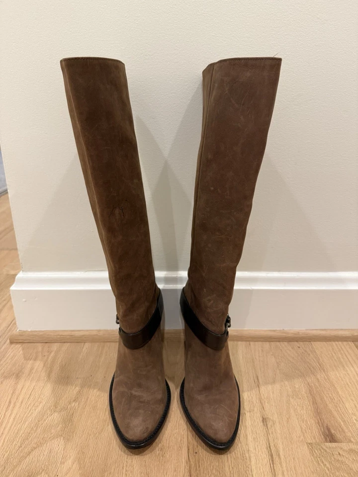 $498 COLE HAAN Air Tantivy Tall Brown Leather Knee High Boots WOMENS 9 Heels - Image 3 of 4