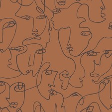 Holden Decor Linear Visages Burnt Orange Wallpaper 91271