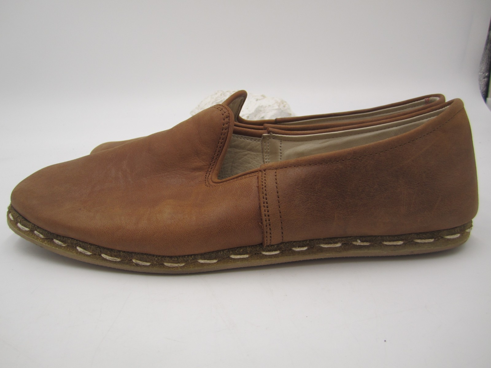 Sabah Brown Leather Slip On Flat Loafer Women Size 42/10