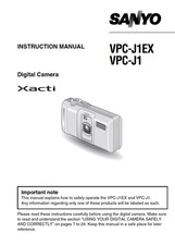 Sanyo VPC-J1 J1EX Digital Camera User Owner Instruction Manual