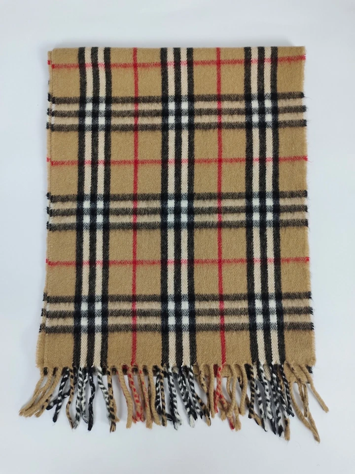 Burberry genuine vintage Nova check Camel 100% Lambswool winter Scarf Scarves — 第 3/4 张图片