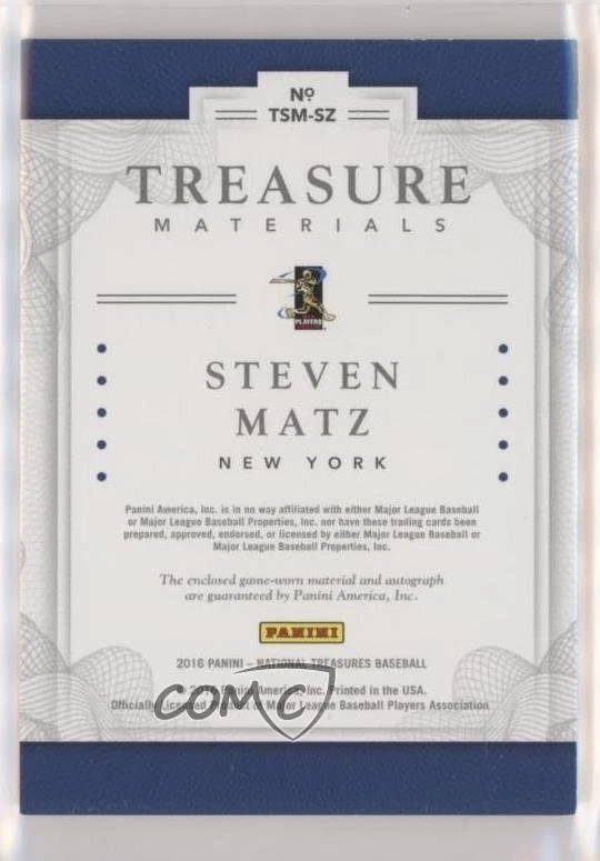 2016 National Treasures Treasure Material Signatures Prime /24 Steven Matz Auto - Image 2 of 2