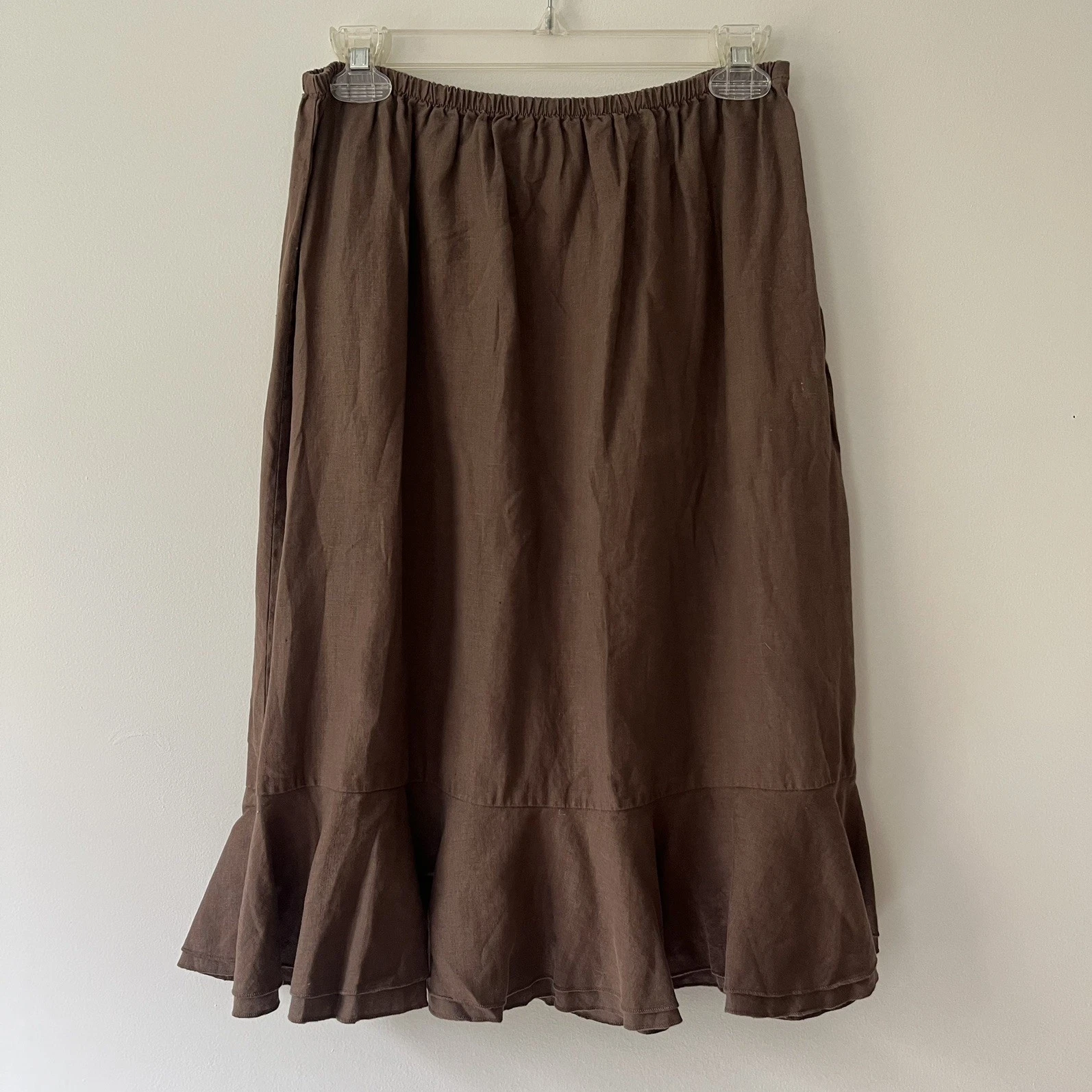 Fresh Produce Linen Skirt Large Chocolate Brown Pull-on Lagenlook Earthy
Opens in a new window or ta