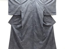 7557826: JAPANESE KIMONO / UNUSED / SILK / DORO OSHIMA TSUMUGI / WOVEN BAMBOO FO