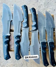 6PCS-CUSTOM HANDMADE SPRING STEEL HUNTING TRACKER KNIVES CAMPING KNIVES W/SHEATH