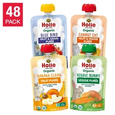 HOLLE ORGANIC BABY INFANT FOOD POUCHES PUREE WEANING FRUIT VEGGIES BULK 48 PACKS