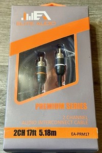 17ft Elite Audio 100% OFC Car Amp RCA Cable 2 Channel NEW Unopened Box!