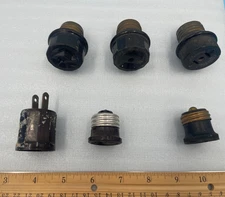 Vintage lot of Light Fixture Adapters Sockets Hubbell, Snapit, Arrow H&H, Rodale